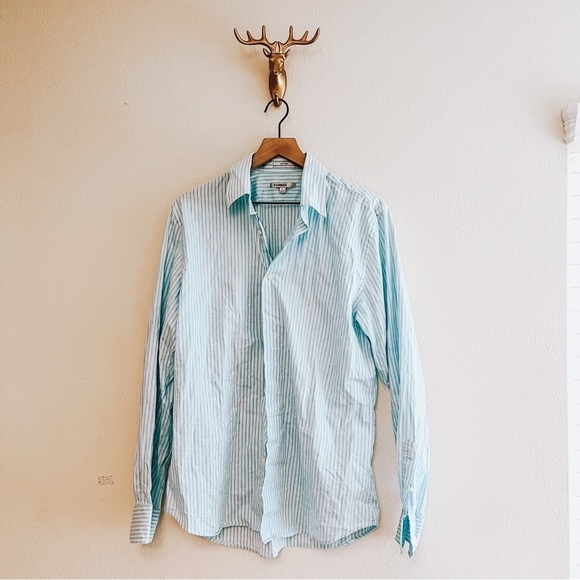 Express Other - EXPRESS Men's Blue/White Striped Fitted Dress Shirt Size Large/16-16.5